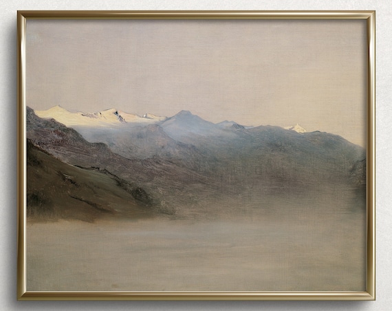 Snowcapped Mountains Vintage Mountain Art Print