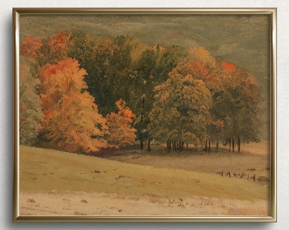Autumn Forest Trees Autumn Wall Art Moody Autumn Painting Fall Art Prints Autumn Painting Fall Painting L105