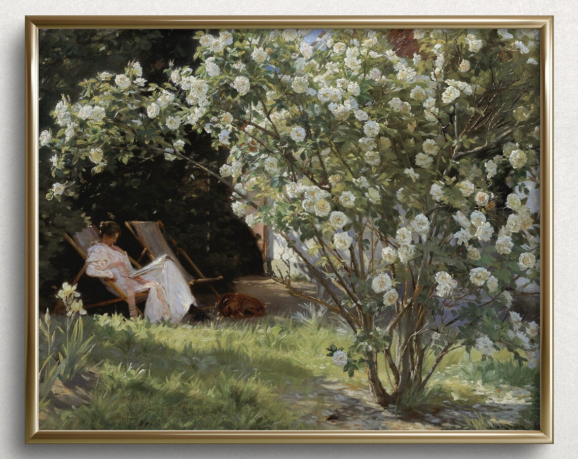 Maria In The Garden Vintage Garden Wall Art Print