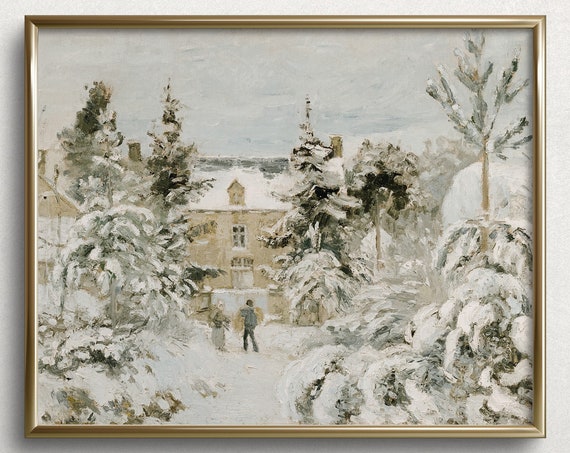 Home For Christmas Vintage Winter Landscape Art Print
