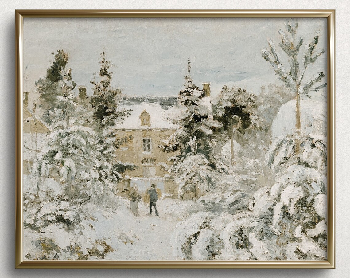 Home For Christmas Vintage Winter Landscape Art Print