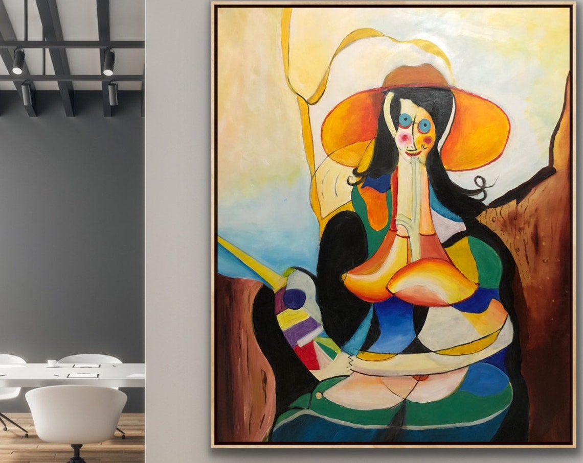 Abstract Painting Naked Woman Painting Abstract Nude Woman Woman Painting Nude Art Nude Female Cubism Acrylic Woman Wall Art - Image 2