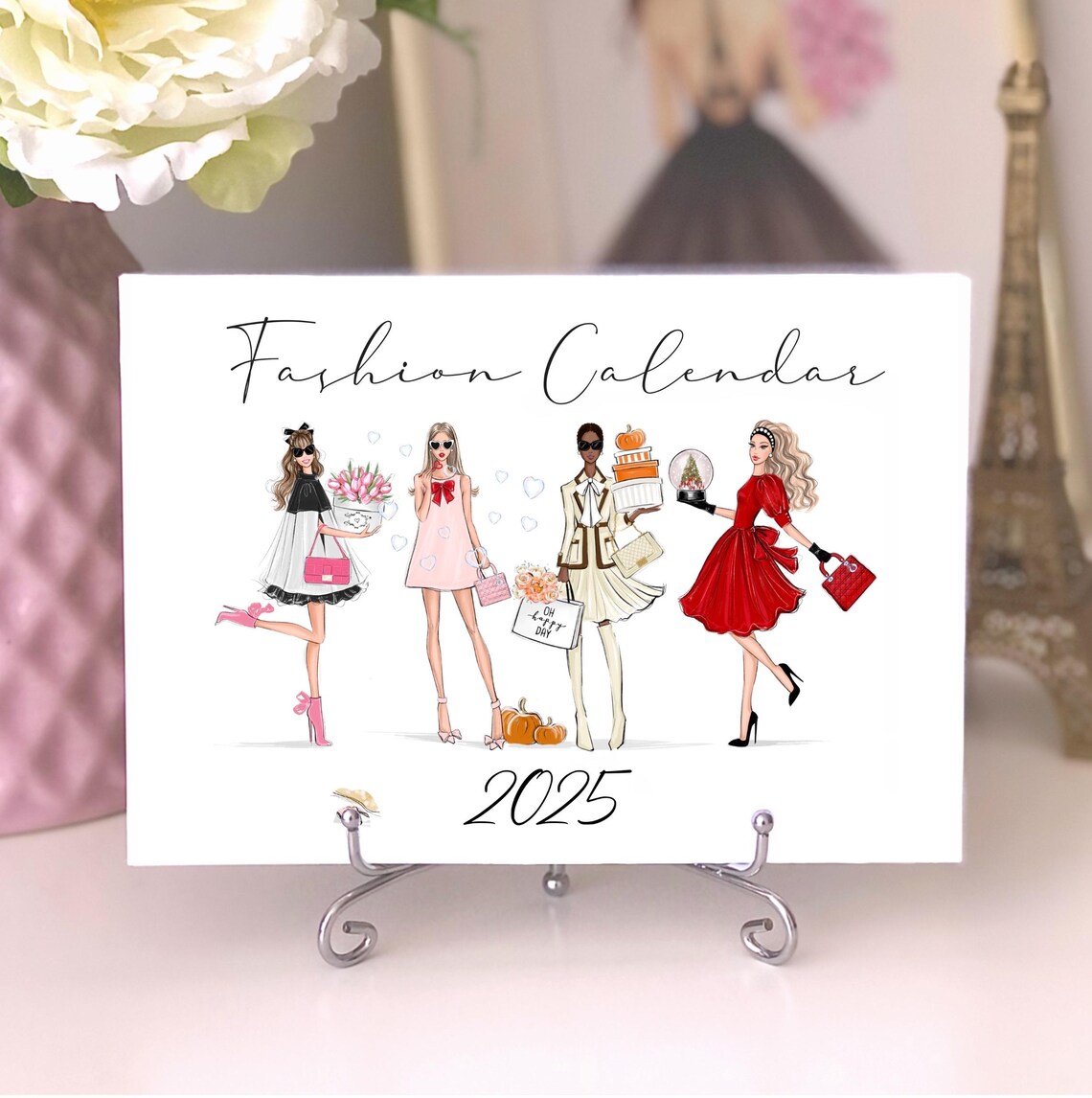 Fashion Illustration Mini Calendar, 2025 Desk Calendar