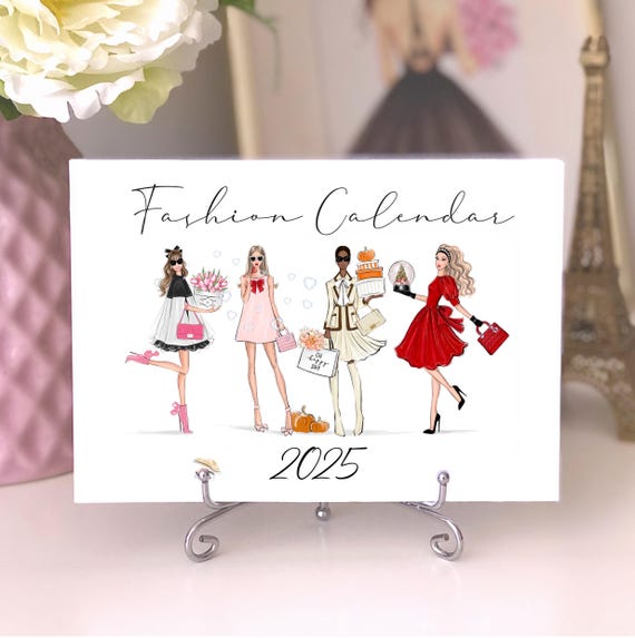 Fashion Illustration Mini Calendar, 2025 Desk Calendar