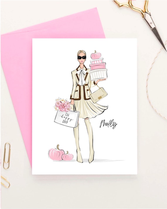Molly Personalized Fall Fashion Illustration with Pumpkins Poster