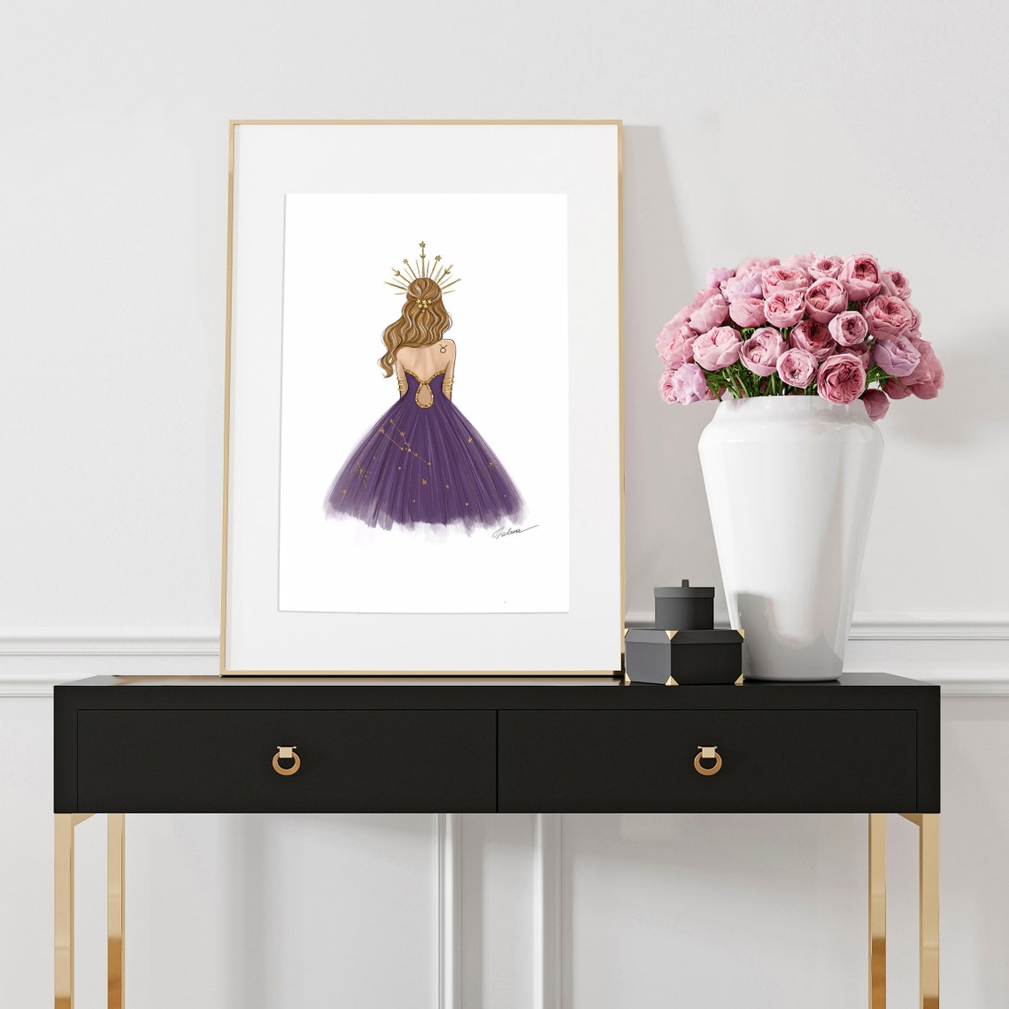 Taurus Zodiac Sign Fashion Illustration Art Print Taurus Girl Fashion Wall Art Astrology Fashion Drawing Taurus Gift For Her - Image 3