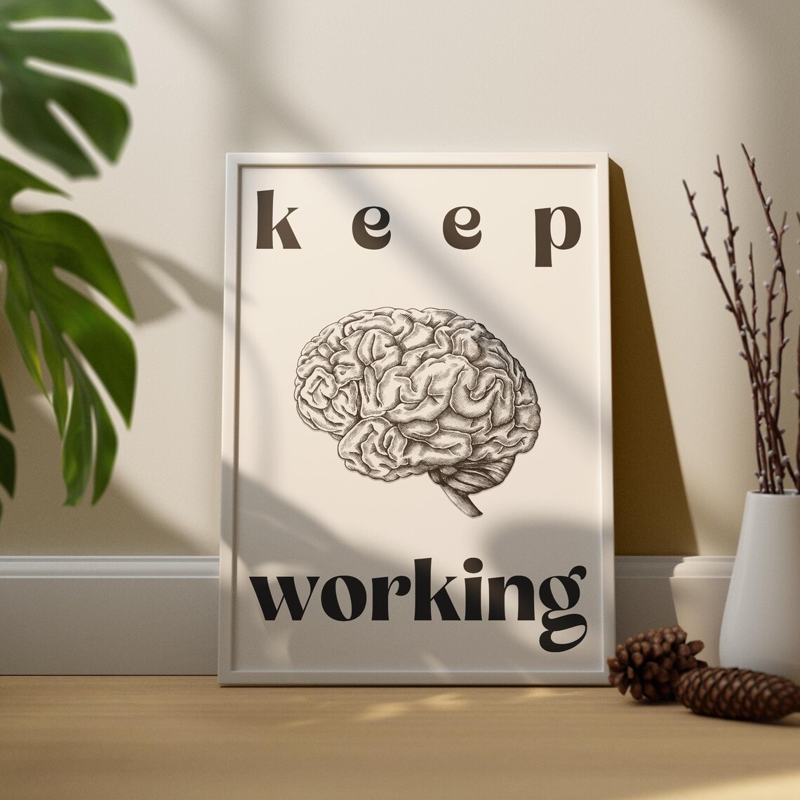 Brain Typography Poster, Keep Going Motivation