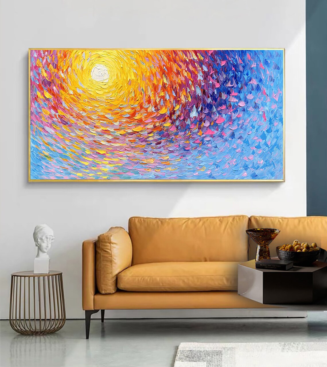 Sunrise Glow Ocean Seascape, Abstract Landscape Art Print - Image 3