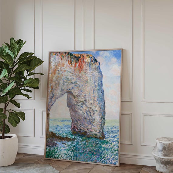 Claude Monet Impressionist Ocean Painting, Vintage French Landscape