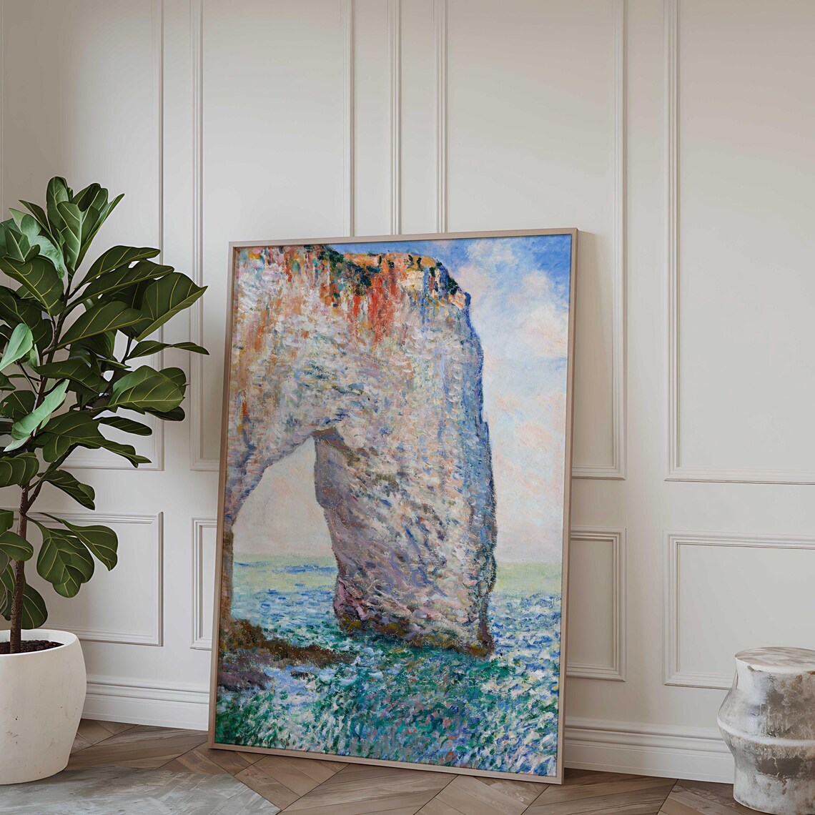 Claude Monet Impressionist Ocean Painting, Vintage French Landscape