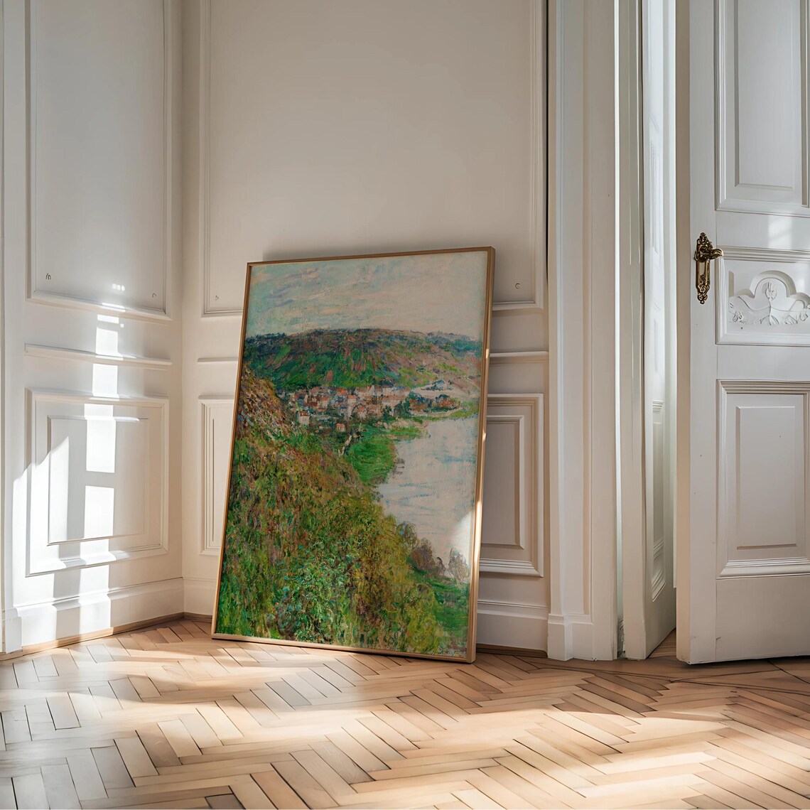 Claude Monet View of Vétheuil French River Village Impressionist Art Poster - Image 4