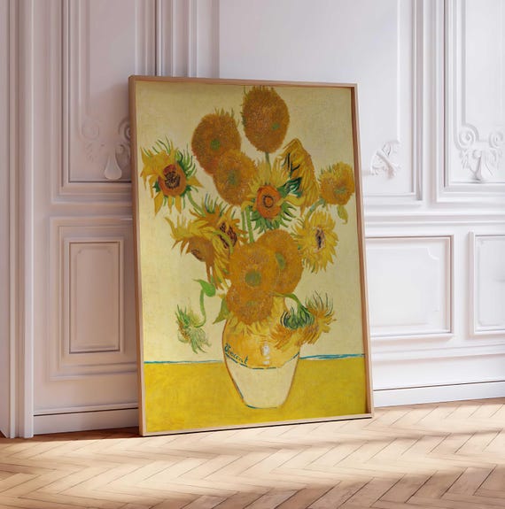 Van Gogh Art Sunflowers Poster Vintage Botanical Wall Art Print Rustic Home Decor Impressionist Floral Painting Fine Art Repro