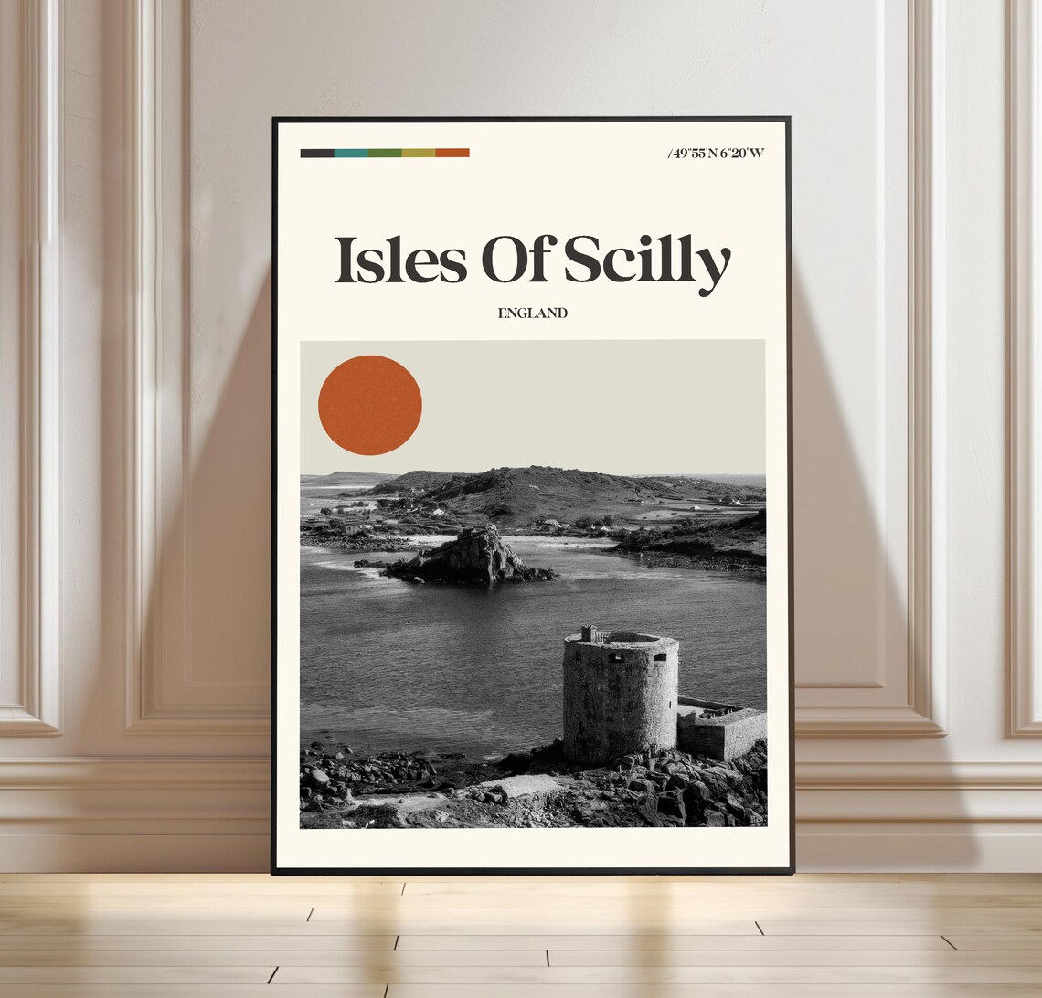 Isles Of Scilly England Coastal Castle Minimalist Travel Poster