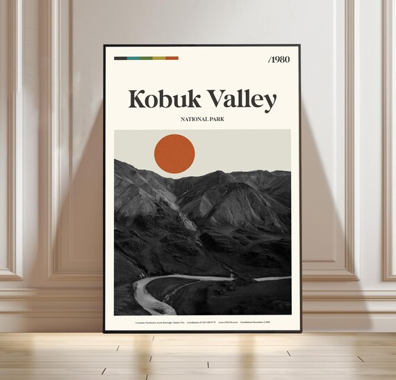 Kobuk Valley National Park Alaska Arctic River Valley Black White Travel Poster