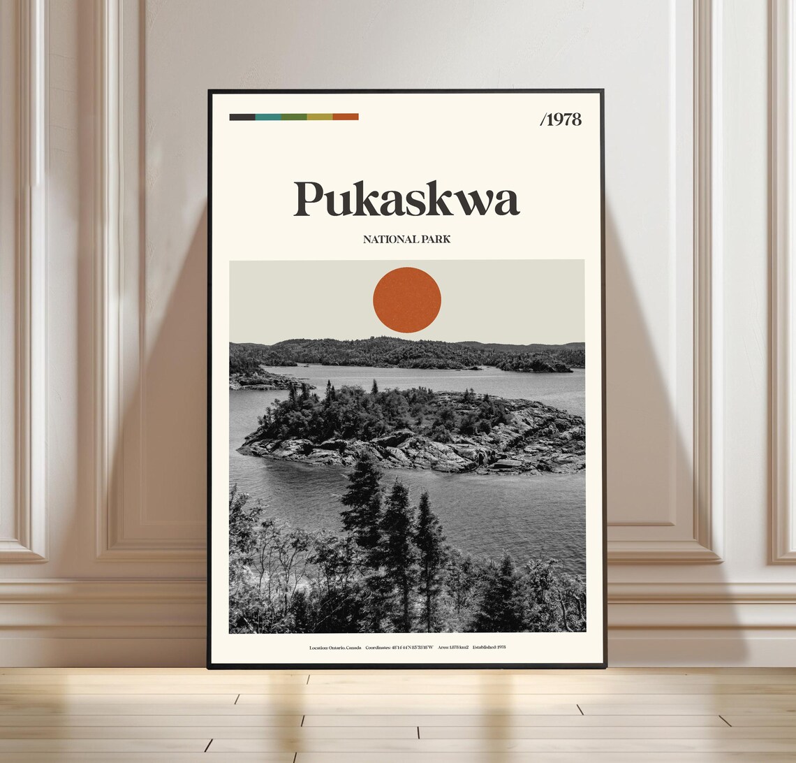 Pukaskwa National Park Ontario Canada Minimalist Lake Travel Poster