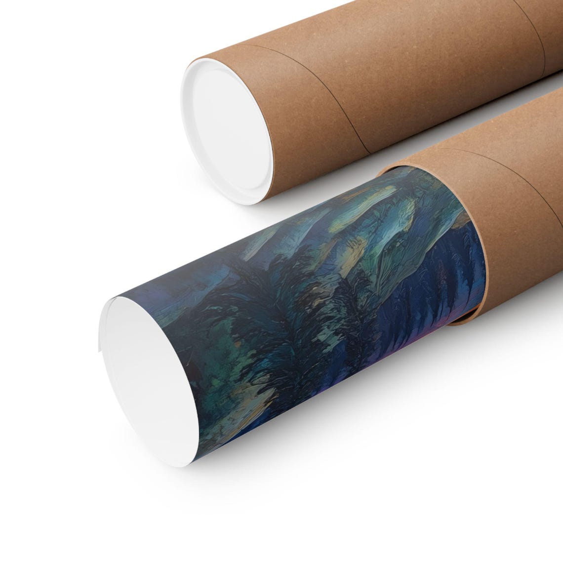 Golden Psychedelic Sunset Sun Over River Pines Wilderness Poster - Image 2