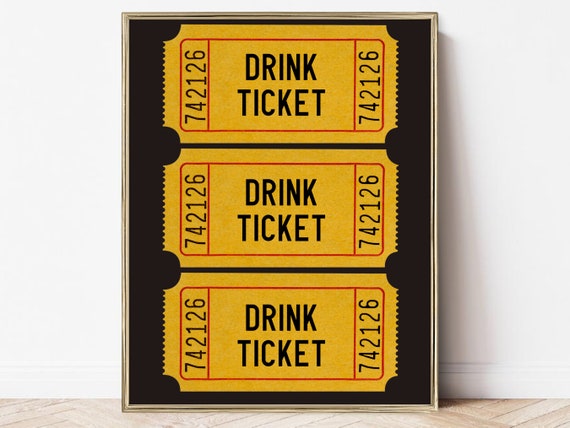 Bar Cart Drink Ticket Art Print, Trendy Bar Decor