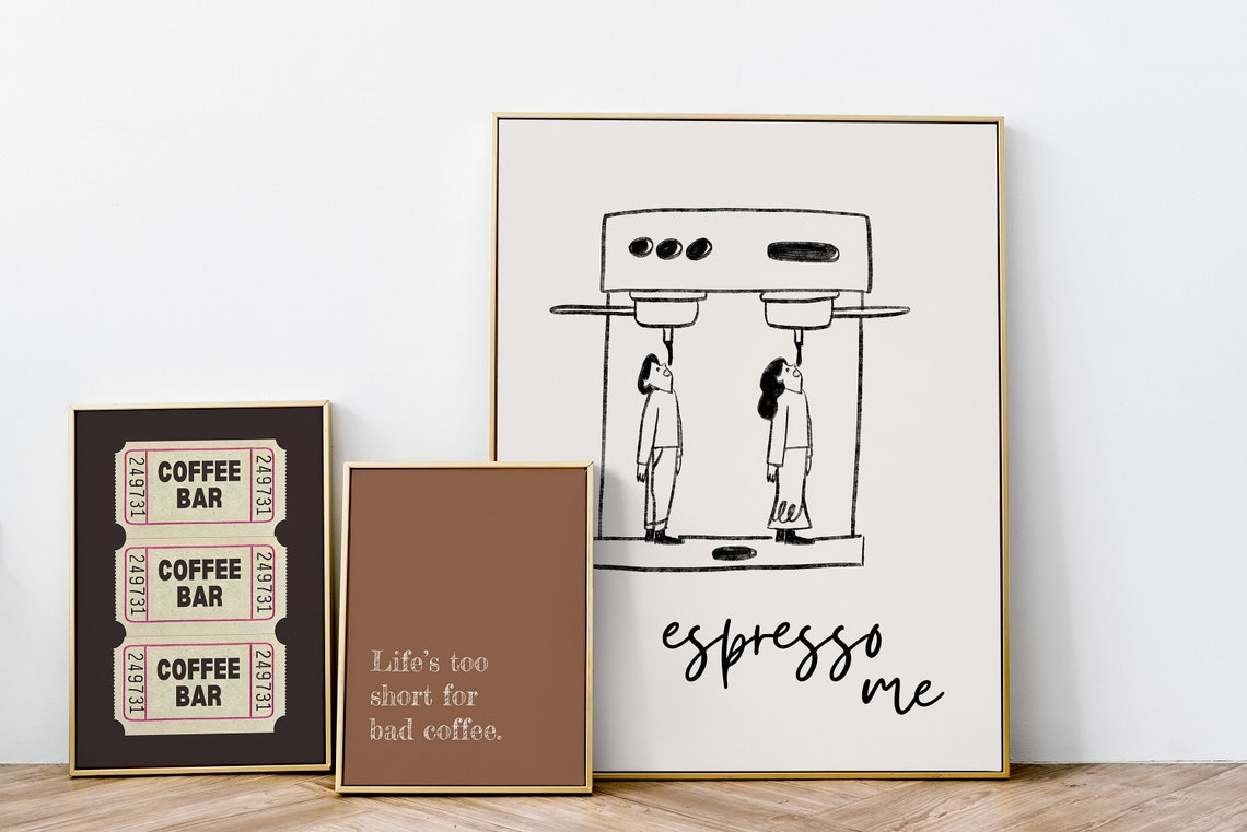 Vintage Coffee Bar Tickets Retro Ticket Stub Kitchen Decor Poster - Image 3