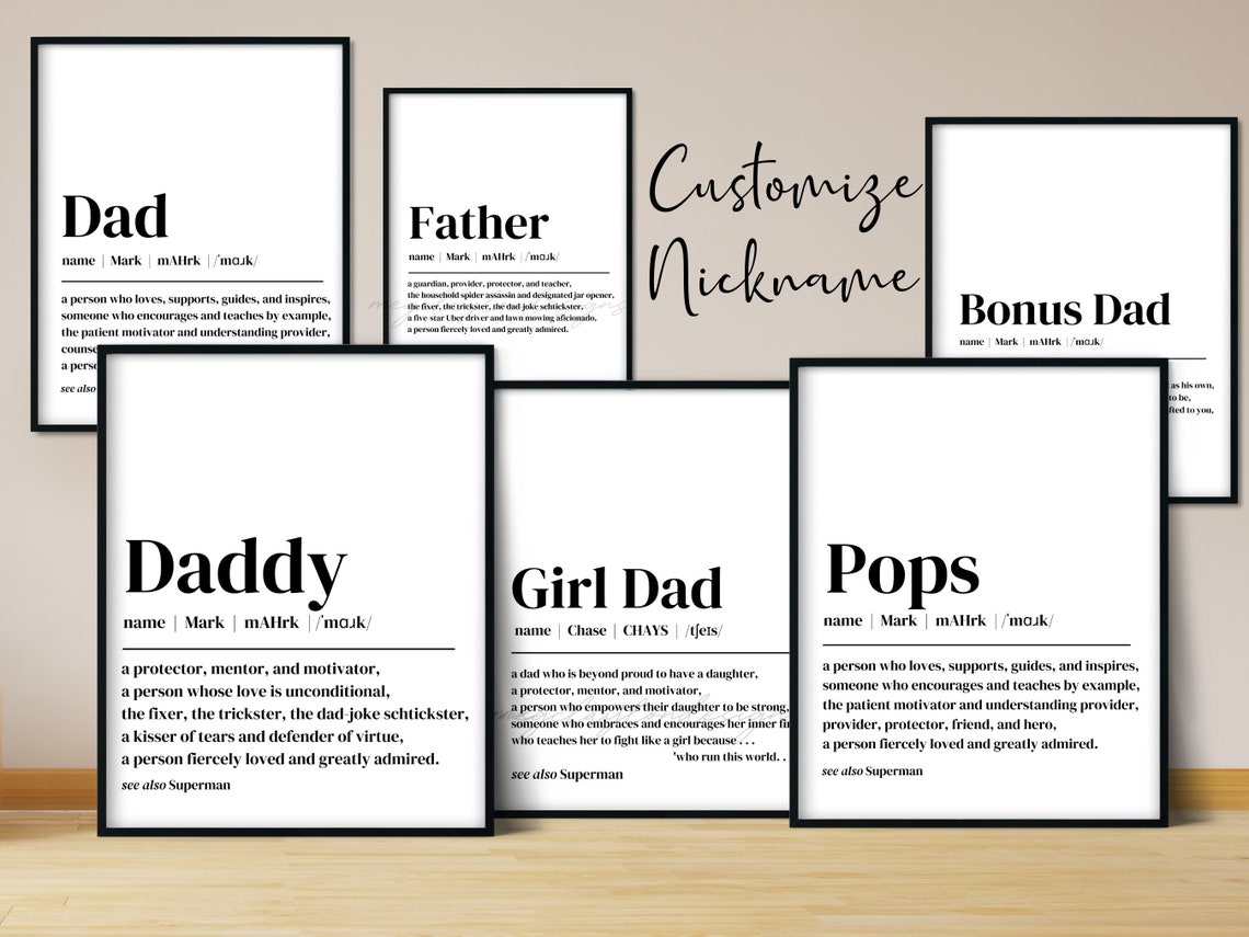 Personalized Dad Dictionary Wall Art Fathers Day Gift Custom Gift For Dad Father Daddy Dada Pops Definition Noun Sign - Image 4