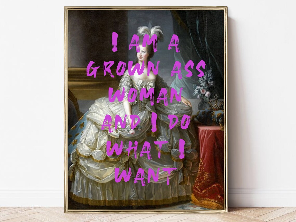 Grown Ass Woman Feminist Art Print, Maximalist Decor