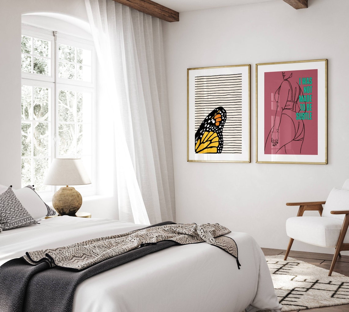 Monarch Butterfly Wing Graphic Bold Stripe Nature Art Poster - Image 4