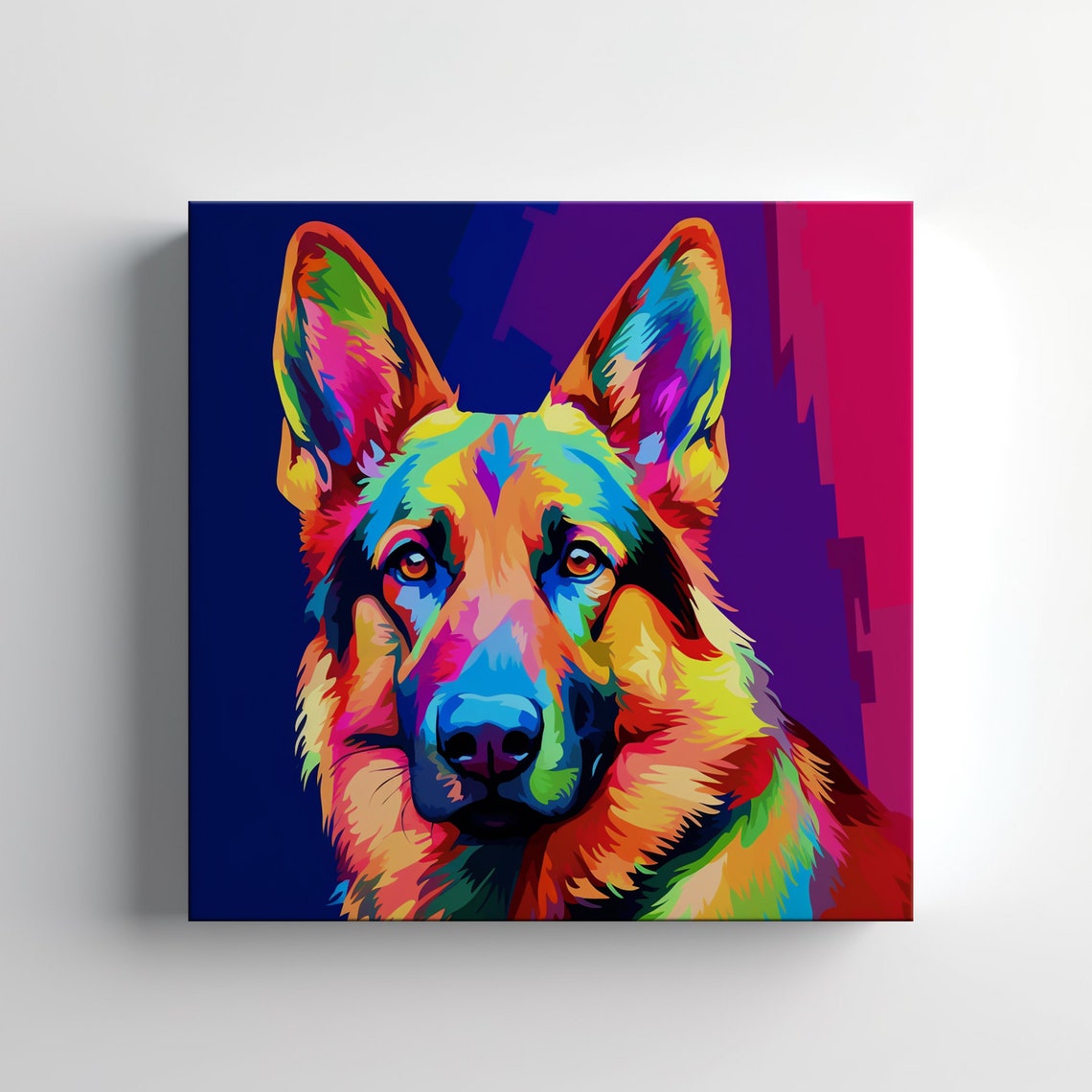 German Shepherd Pop Art Colourful Neon Dog Portrait Wall Poster - Image 3