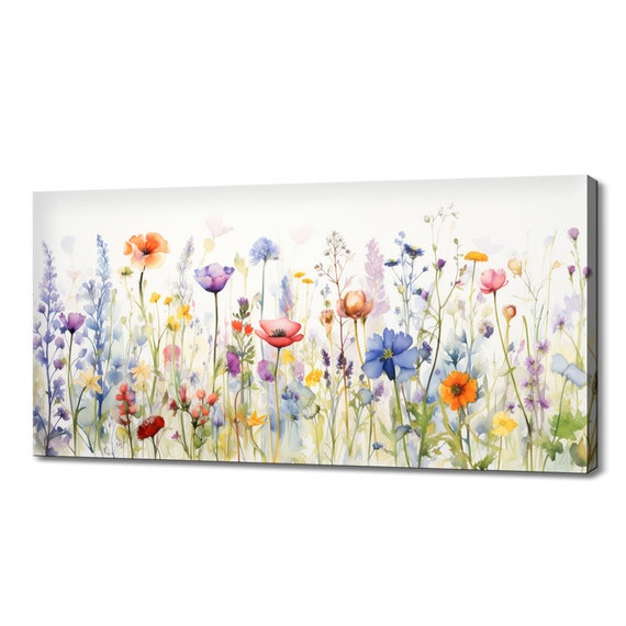 Beautiful Pastel Spring Wildflowers Floral Wall Art Print