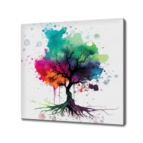 Tree Abstract Watercolour Colourful Art Print Picture Wall Hanging Handmade Home Decor Wall Art Fast Free Uk Delivery