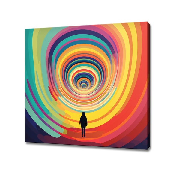Abstract Psychedelic Rainbow Colourful Funky Print Bright Colours Fantasy Retro Design Art Print Surreal Groovy Abstract Wall Art