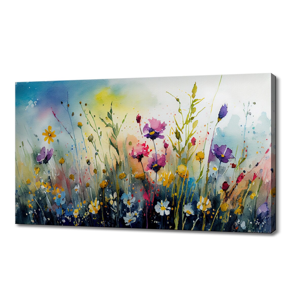 Meadow Colourful Flowers Watercolor Art Print