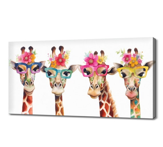Funky Giraffes Art Print, Animal Home Wall Decor