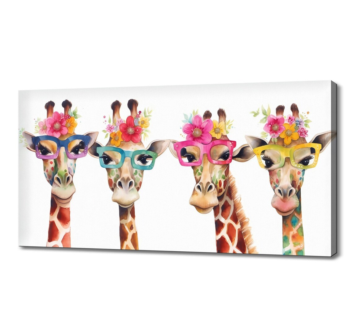 Funky Giraffes Art Print, Animal Home Wall Decor
