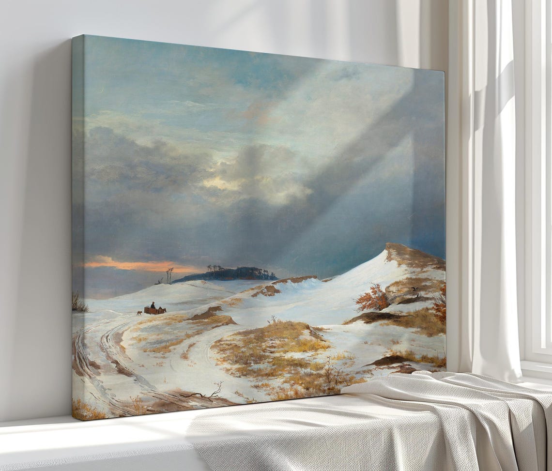 Snow Covered Winter Hills Cloudy Sky Classic Landscape Poster