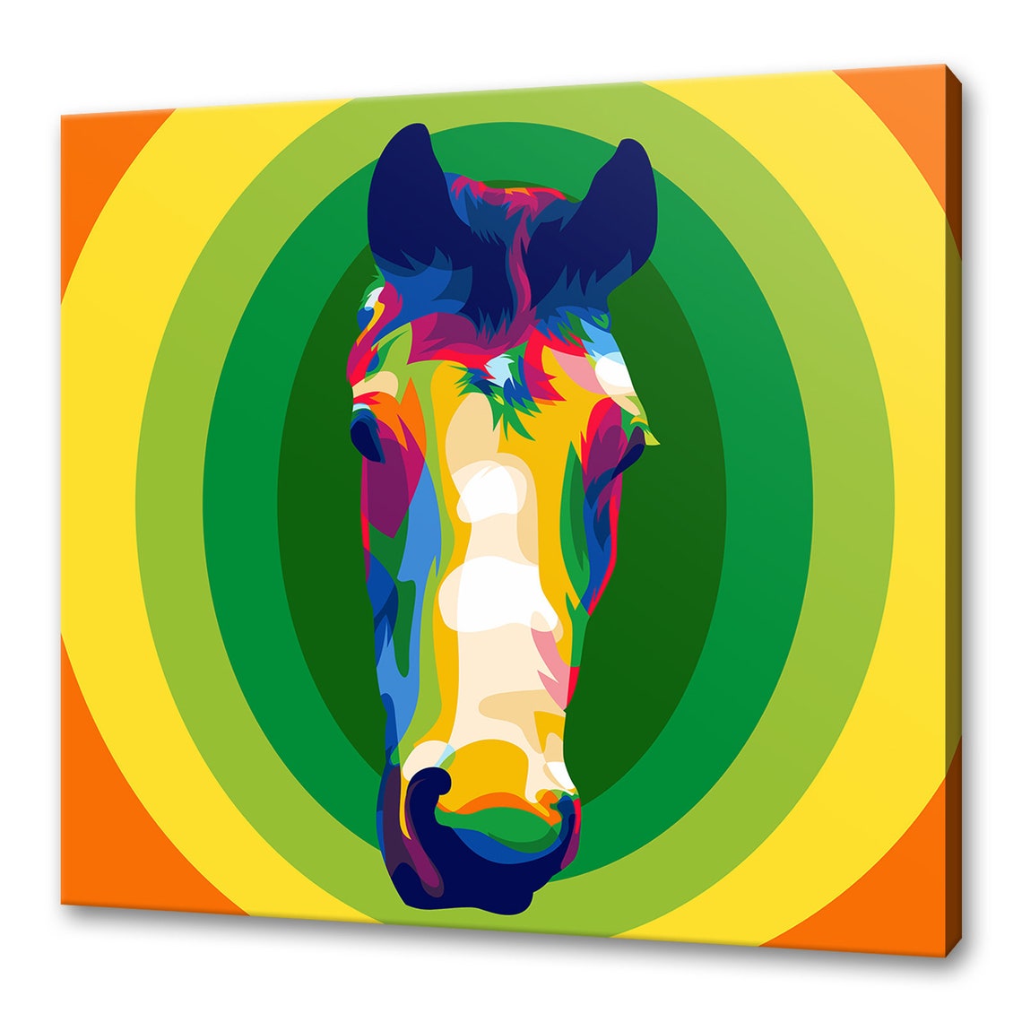 Rainbow Horse Head Pop Art Concentric Circle Target Design Poster