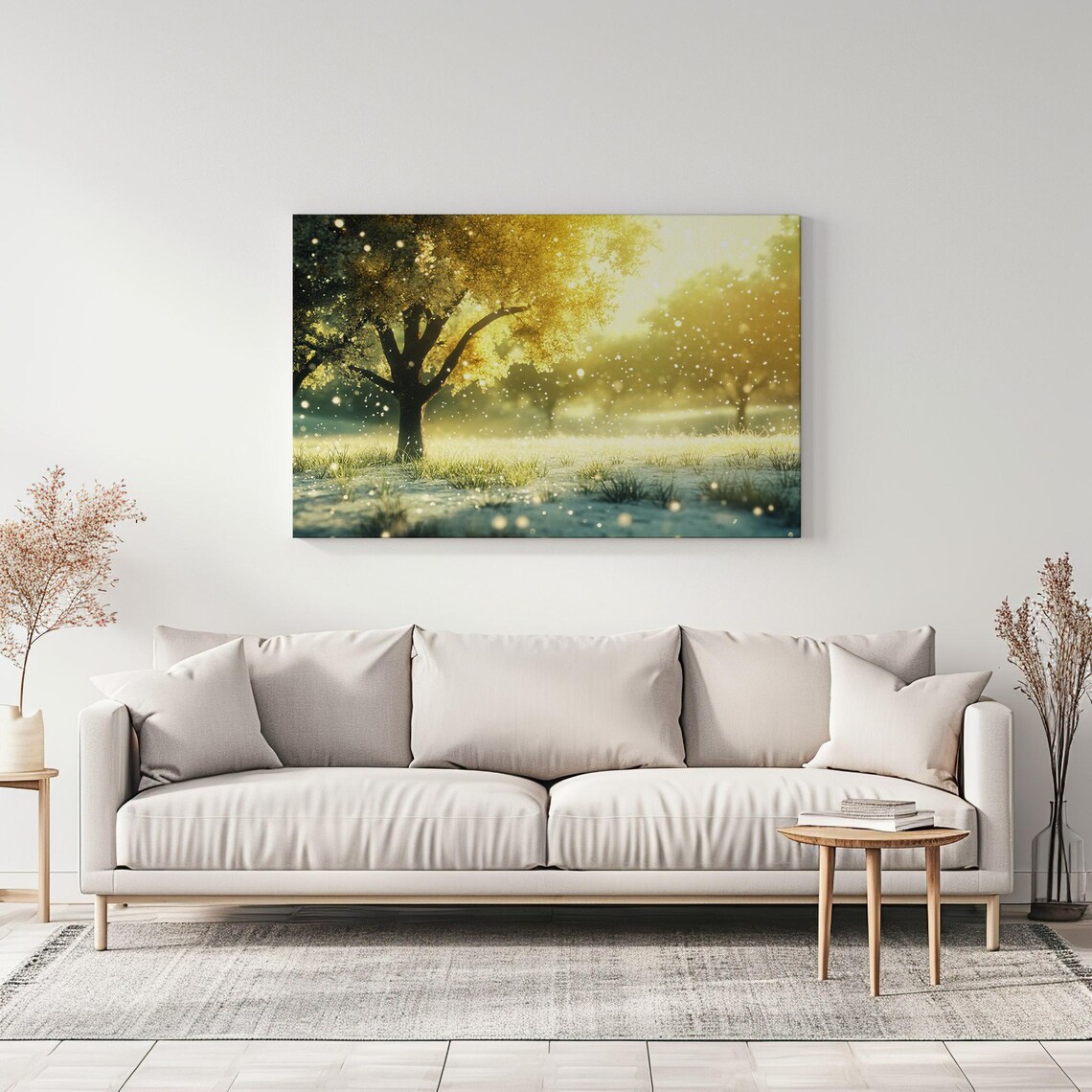 Golden Tree Winter Sunrise Sparkling Snowfield Light Painting Print - Image 3
