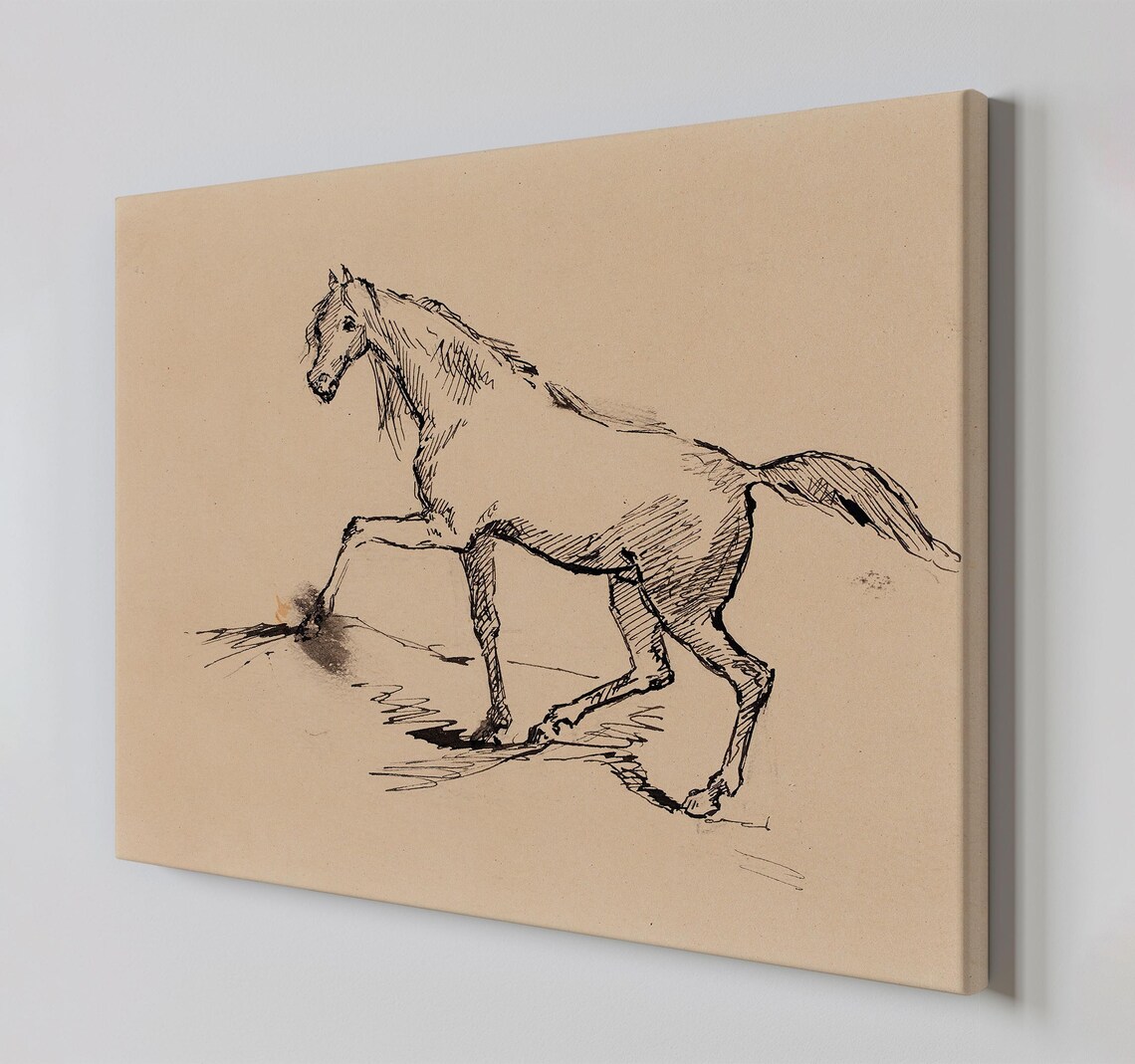 Galloping Horse Ink Sketch Line Drawing Equine Wall Art Poster - Image 3