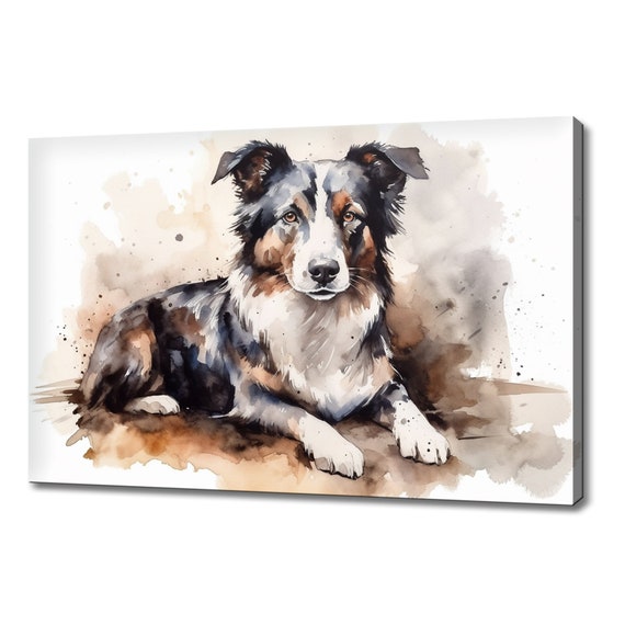 Cute Border Collie Dog Watercolour Painting Print Animals Wall Art Print On Gift For Dog Lover Dog Picture Print