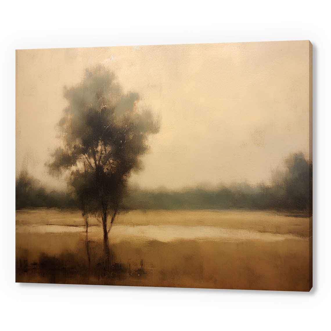 Vintage Country Landscape Tree Antique Countryside Print Moody Painting Print Living Room Wall Art Farmhouse Decor Art