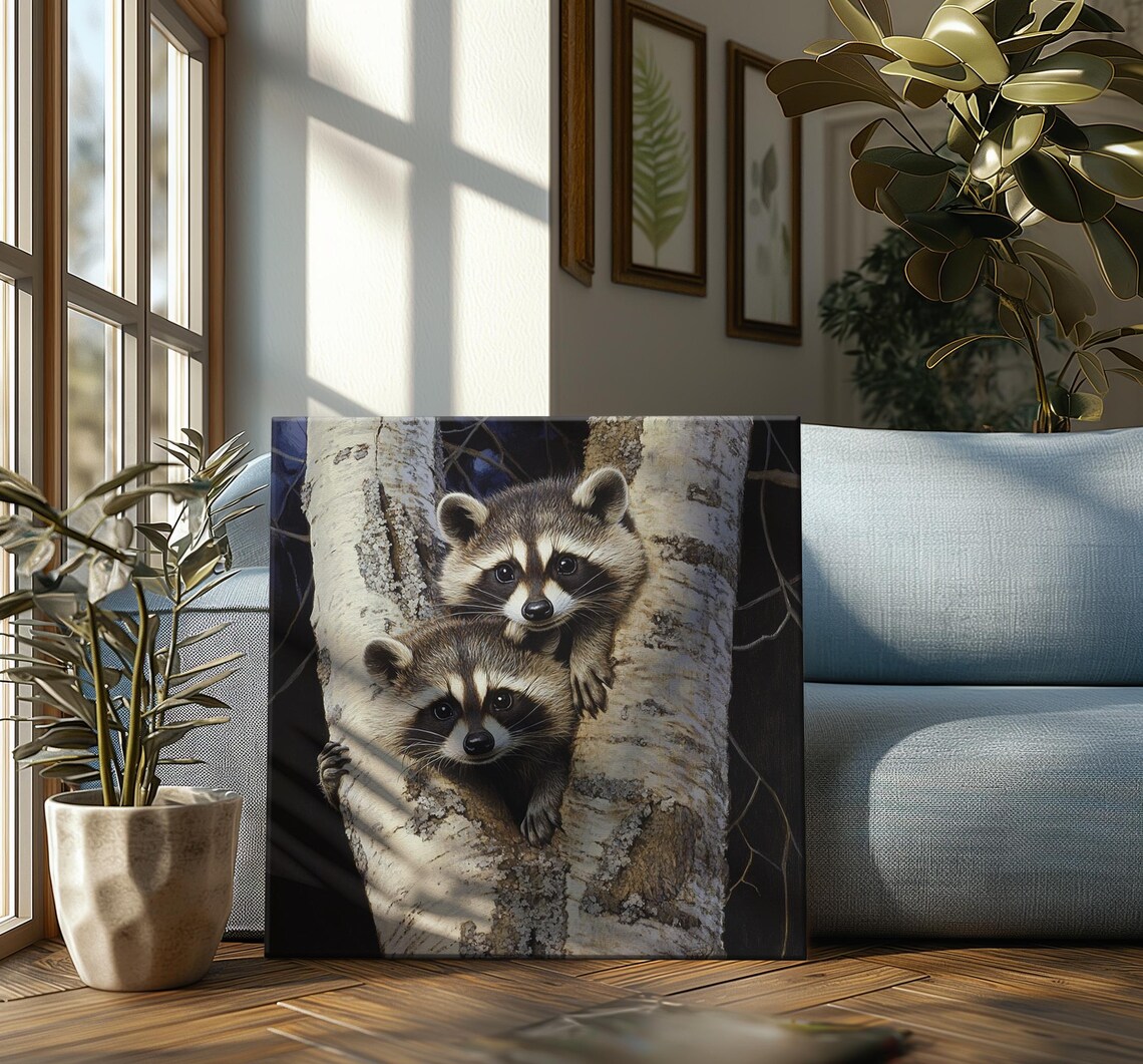 Cute Baby Raccoons Nursery Wall Art Print, Kids Room - Image 4