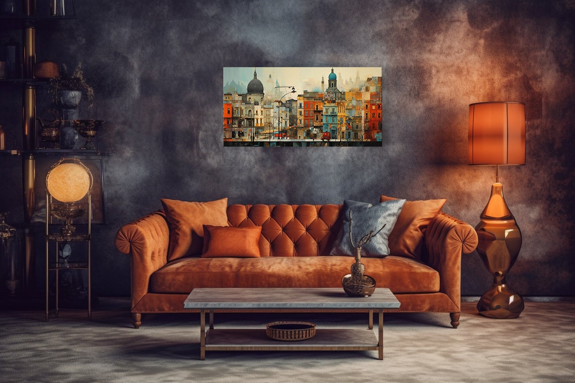 Abstract European Cityscape Colourful Old Town Wall Art Poster - Image 2