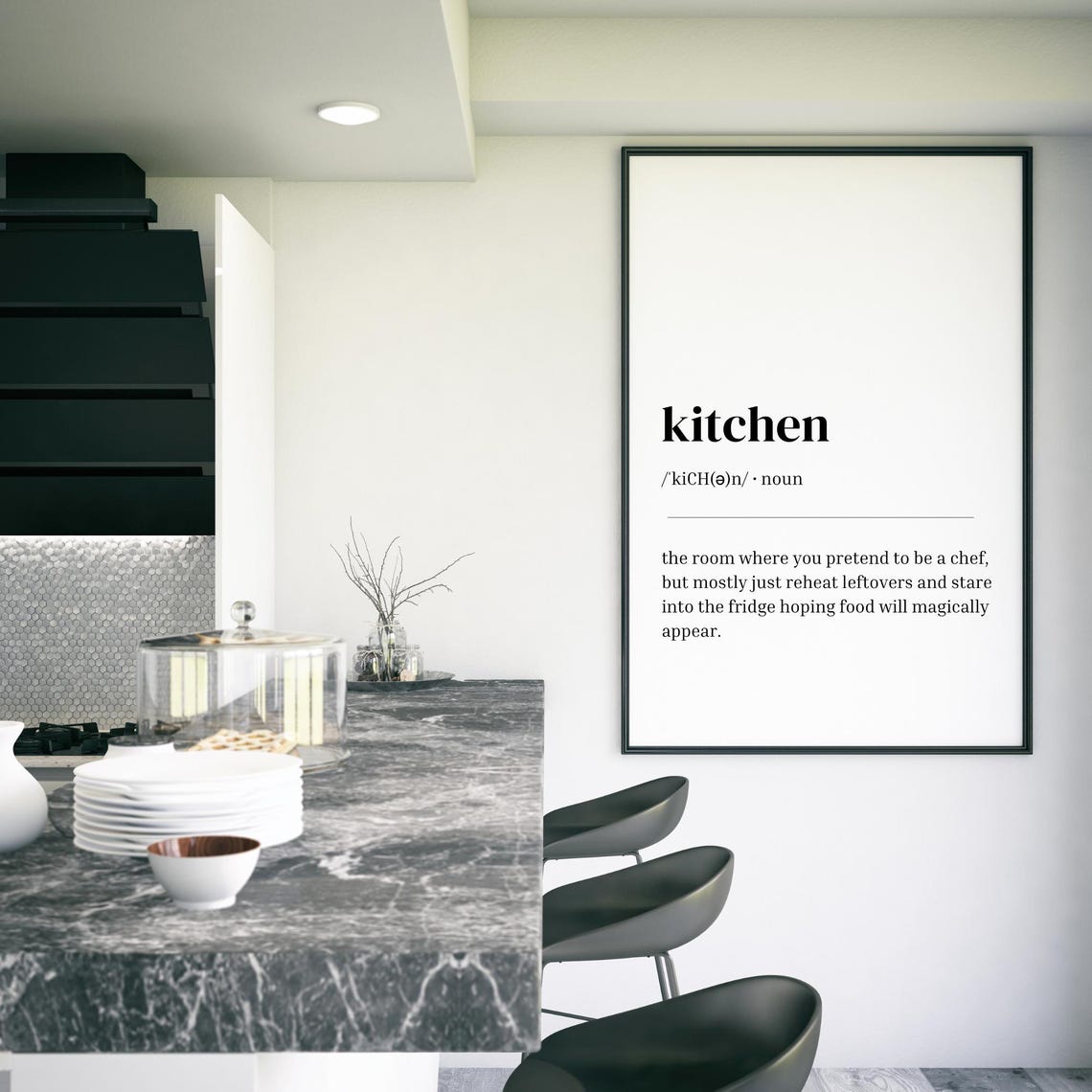 Kitchen Definition Minimalist Funny Chef Leftovers Dictionary Poster - Image 3