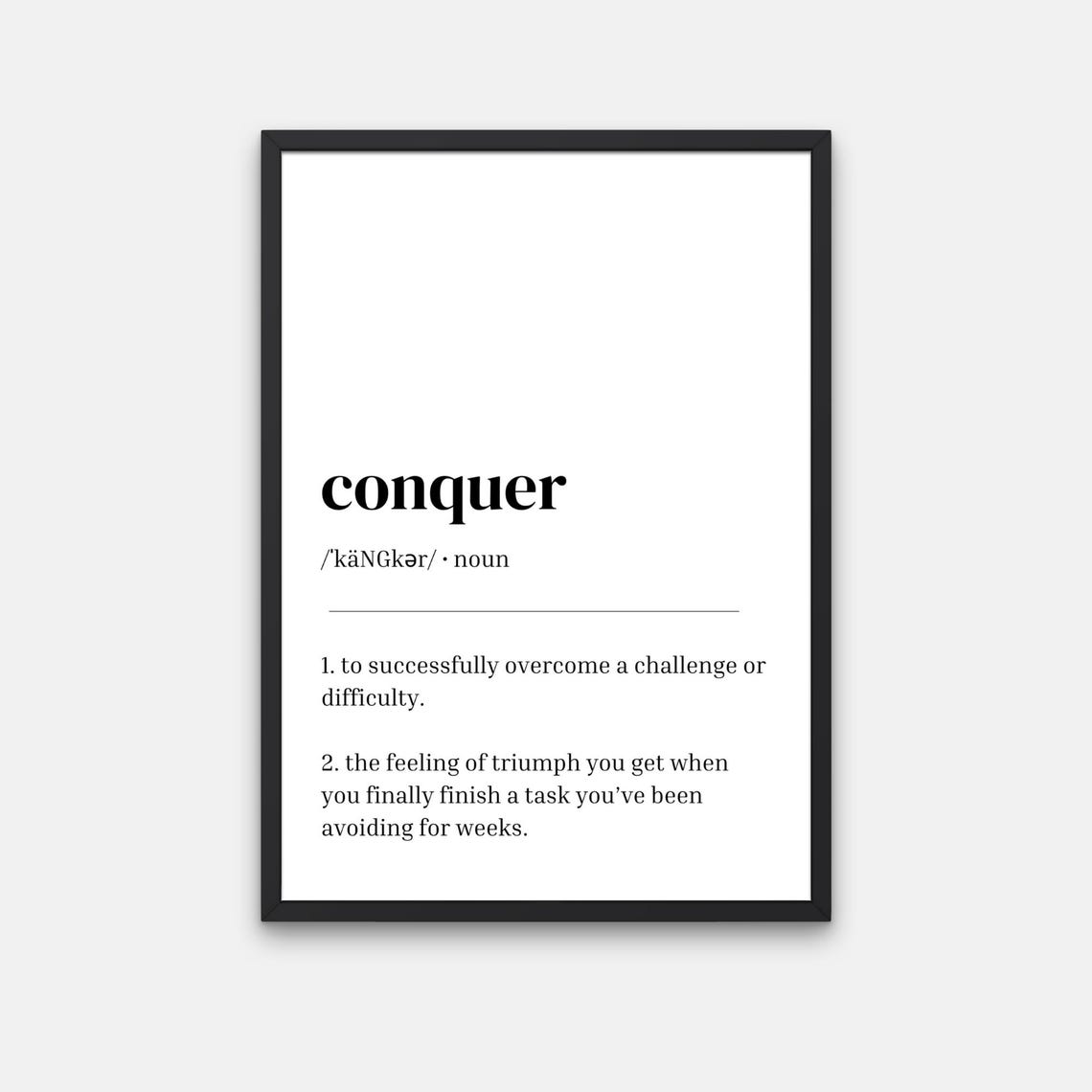 Conquer Funny Dictionary Definition Office Workplace Humor Print