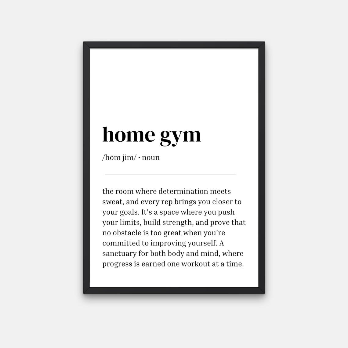 Home Gym Definition Motivational Workout Determination Quote Poster