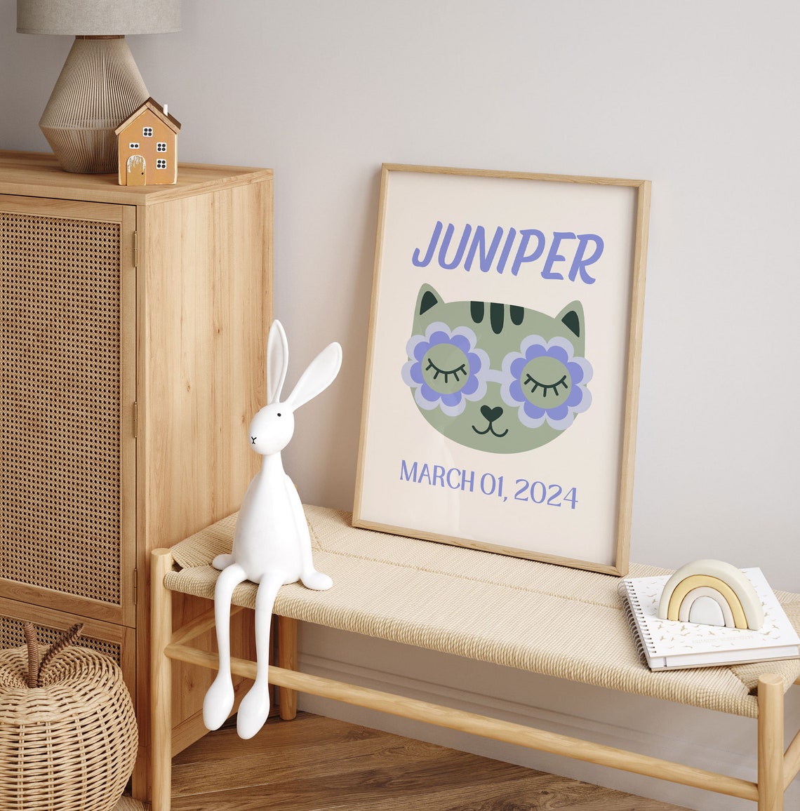 Custom Kids Print Toddler Wall Art Personalized Name Print Newborn Birthdate Gift Retro Nursery Decor Groovy Playroom - Image 3