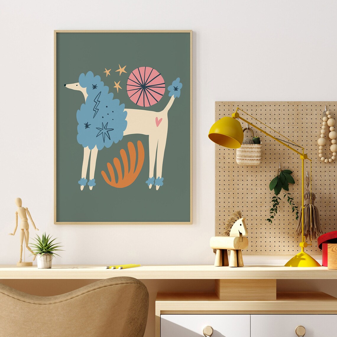Boho Quirky Poodle Print, Retro Kids Decor Art Print - Image 4