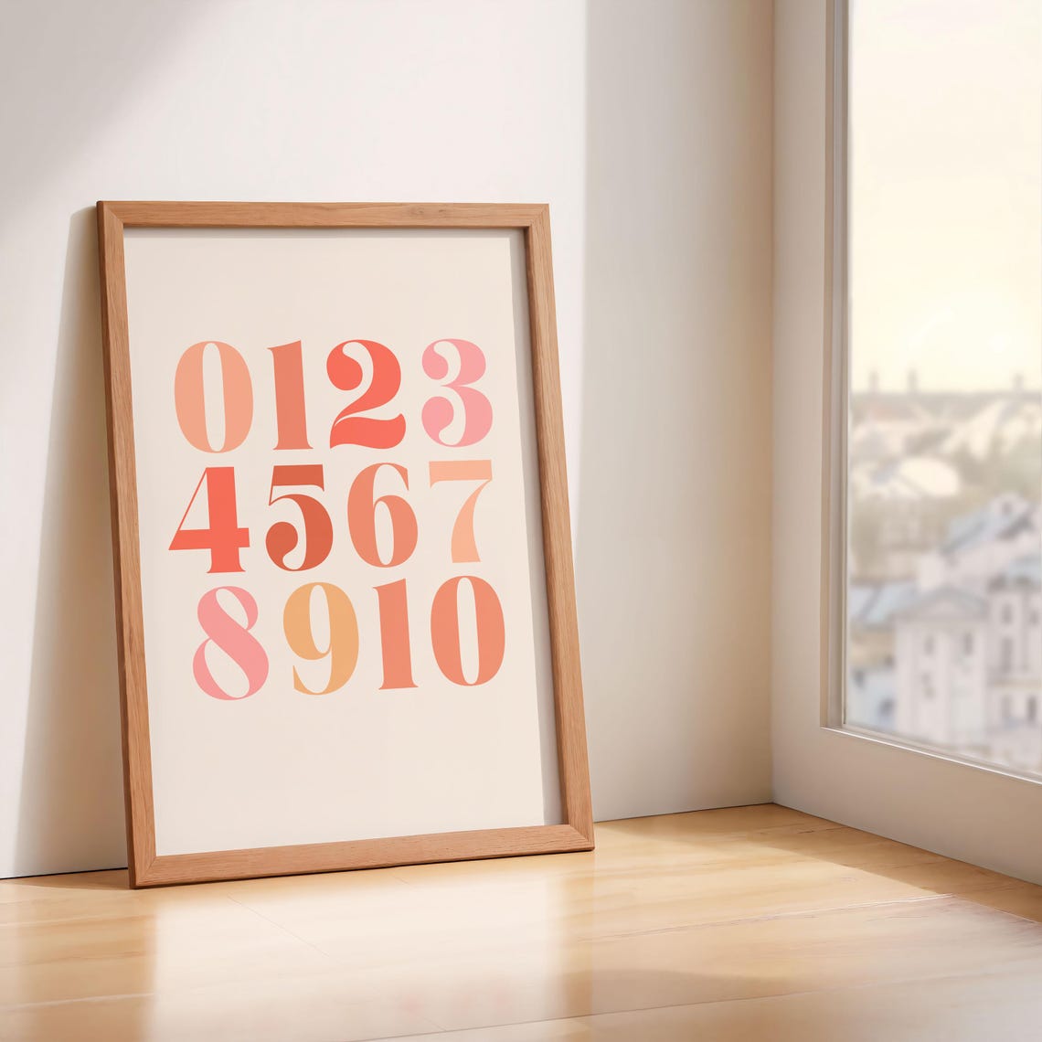 Peach Number Chart 0 To 10 Serif Style Kids Learning Wall Poster - Image 5