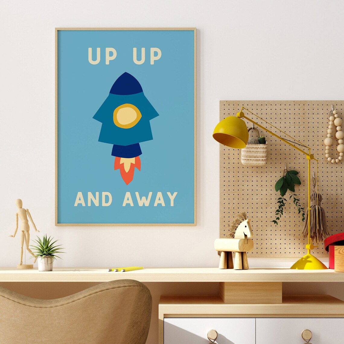 Rocket Ship Kids Retro Nursery Art Print - Image 5