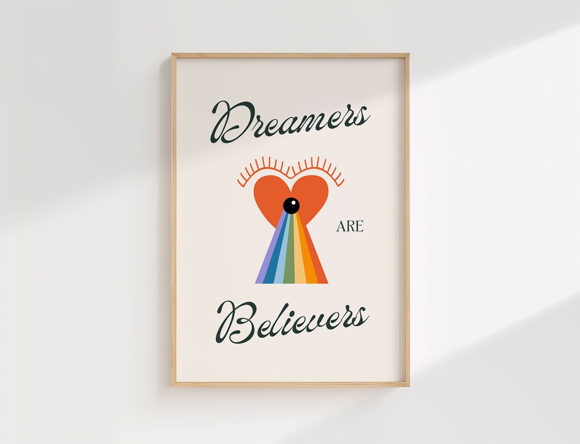 Dreamers Art Print, Rainbow Playroom Nursery Decor - Image 2