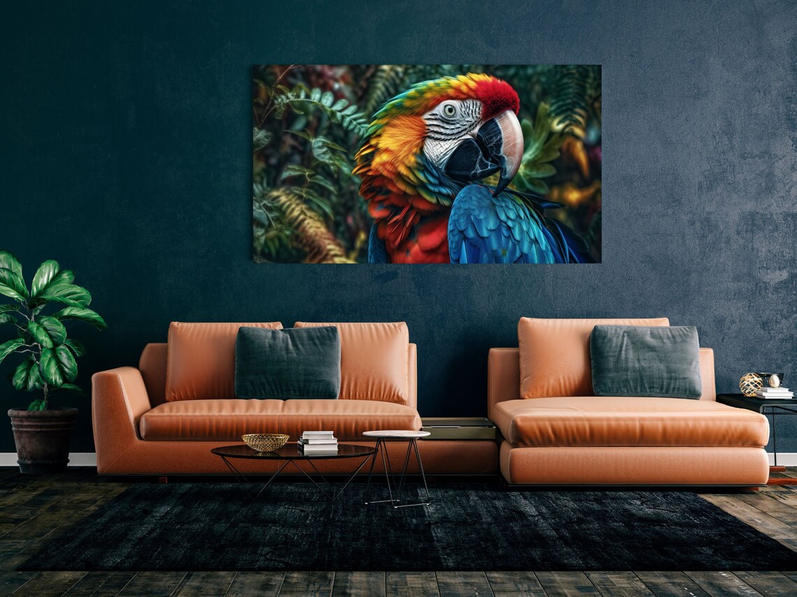 Photorealistic Scarlet Macaw Portrait In Lush Jungle Foliage Poster - Image 5