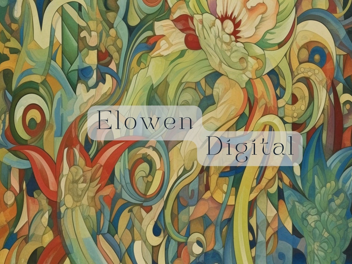 Surreal Abstract Botanical Art With Colorful Tulips In Green Poster - Image 3